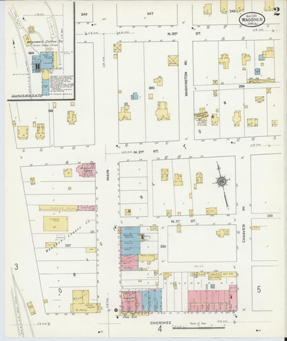 Sanborn Fire Insurance Map from Wagoner, Wagoner County, Oklahoma (1910), Sheet #0002 - Complete Map Set gallery image, historic Sanborn map, vintage wall art, Oklahoma Oklahoma