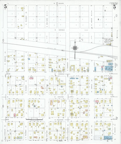 Sanborn Fire Insurance Map from Lindsay, Garvin County, Oklahoma (1951), Sheet #0005 - Complete Map Set gallery image, historic Sanborn map, vintage wall art, Oklahoma Oklahoma