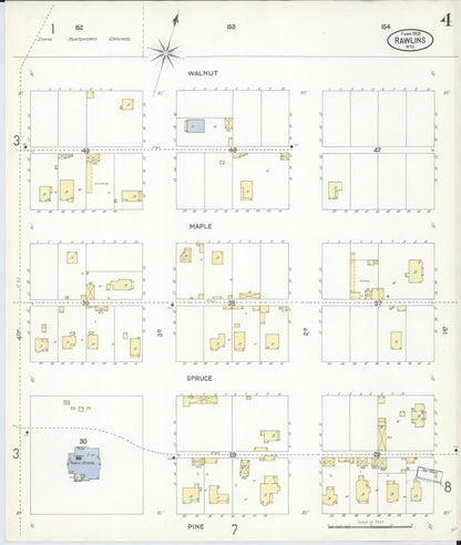 Sanborn Fire Insurance Map from Rawlins, Carbon County, Wyoming (1903), Sheet #0004 - Complete Map Set gallery image, historic Sanborn map, vintage wall art, Wyoming Wyoming