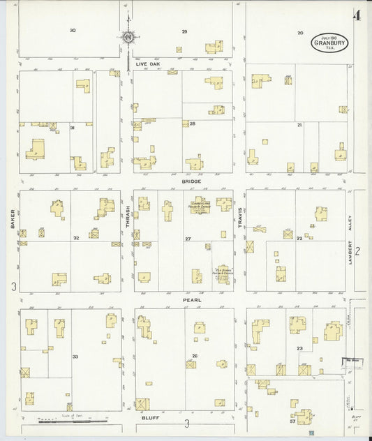 Sanborn Fire Insurance Map from Granbury, Hood County, Texas (1910), Sheet #0004 - Historic Sanborn Fire Insurance Map Print, vintage old map wall art, antique decor, genealogy gift, Texas Texas map