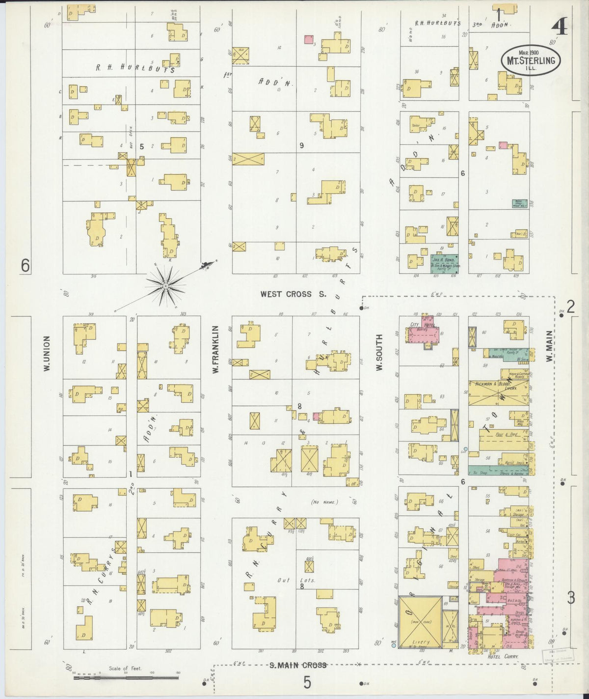 Sanborn Fire Insurance Map from Mount Sterling, Brown County, Illinois (1900), Sheet #0004 - Historic Sanborn Fire Insurance Map Print, vintage old map wall art, antique decor, genealogy gift, Illinois Illinois map