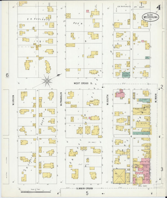 Sanborn Fire Insurance Map from Mount Sterling, Brown County, Illinois (1900), Sheet #0004 - Historic Sanborn Fire Insurance Map Print, vintage old map wall art, antique decor, genealogy gift, Illinois Illinois map