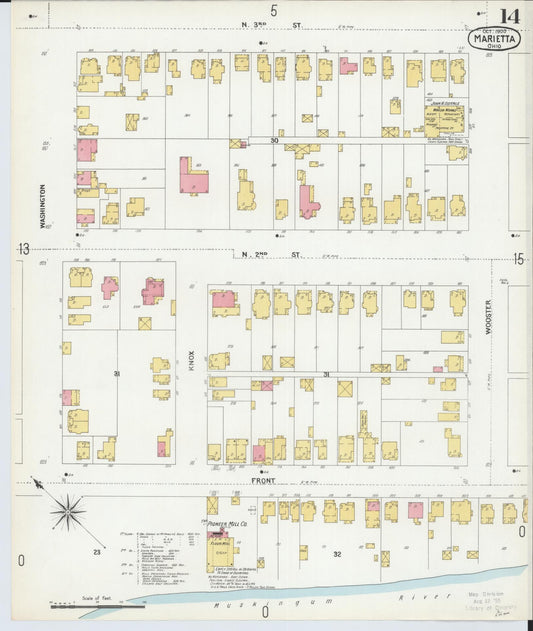 Sanborn Fire Insurance Map from Marietta, Washington County, Ohio (1900), Sheet #0014 - Historic Sanborn Fire Insurance Map Print, vintage old map wall art, antique decor, genealogy gift, Ohio Ohio map