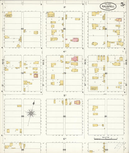 Sanborn Fire Insurance Map from Kalispell, Flathead County, Montana (1894), Sheet #0005 - Complete Map Set gallery image, historic Sanborn map, vintage wall art, Montana Montana