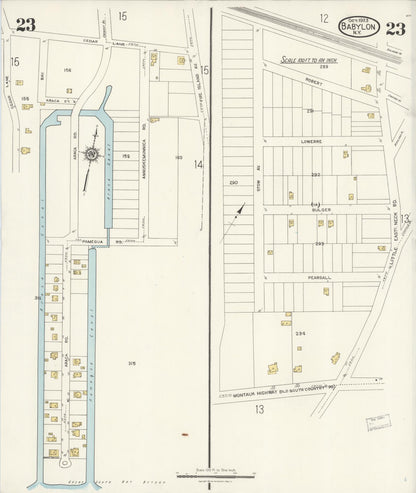 Sanborn Fire Insurance Map from Babylon, Suffolk County, New York (1923), Sheet #0023 - Historic Sanborn Fire Insurance Map Print, vintage old map wall art, antique decor, genealogy gift, New York New York map