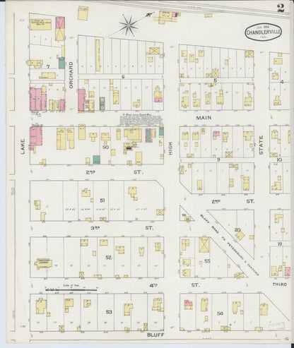 Sanborn Fire Insurance Map from Chandlerville, Cass County, Illinois (1894), Sheet #0002 - Complete Map Set gallery image, historic Sanborn map, vintage wall art, Illinois Illinois