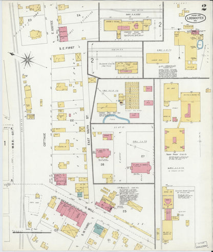 Sanborn Fire Insurance Map from Loogootee, Martin County, Indiana (1902), Sheet #0002 - Historic Sanborn Fire Insurance Map Print, vintage old map wall art, antique decor, genealogy gift, Indiana Indiana map