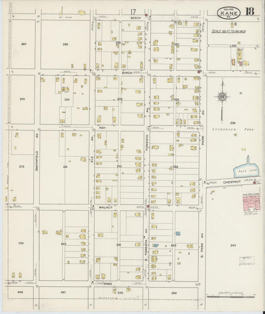 Sanborn Fire Insurance Map from Kane, McKean County, Pennsylvania (1915), Sheet #0018 - Historic Sanborn Fire Insurance Map Print, vintage old map wall art, antique decor, genealogy gift, Pennsylvania Pennsylvania map