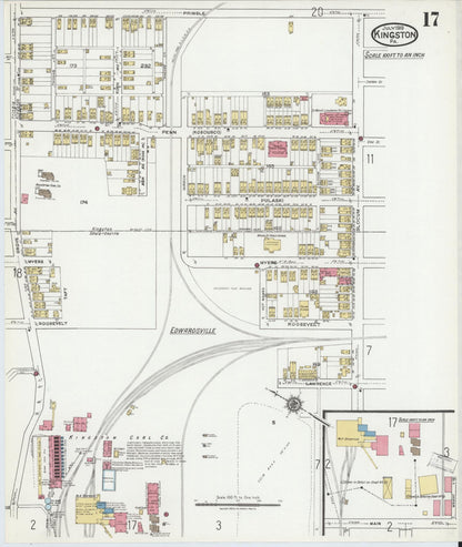 Sanborn Fire Insurance Map from Kingston, Luzerne County, Pennsylvania (1919), Sheet #0017 - Complete Map Set gallery image, historic Sanborn map, vintage wall art, Pennsylvania Pennsylvania