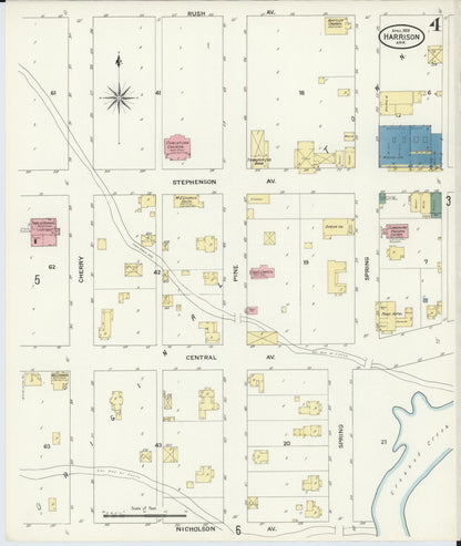 Sanborn Fire Insurance Map from Harrison, Boone County, Arkansas (1909), Sheet #0004 - Complete Map Set gallery image, historic Sanborn map, vintage wall art, Arkansas Arkansas