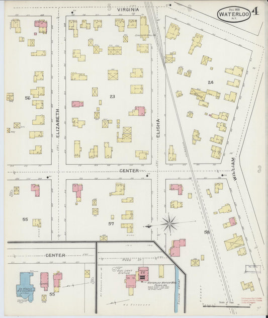 Sanborn Fire Insurance Map from Waterloo, Seneca County, New York (1893), Sheet #0004 - Historic Sanborn Fire Insurance Map Print, vintage old map wall art, antique decor, genealogy gift, New York New York map