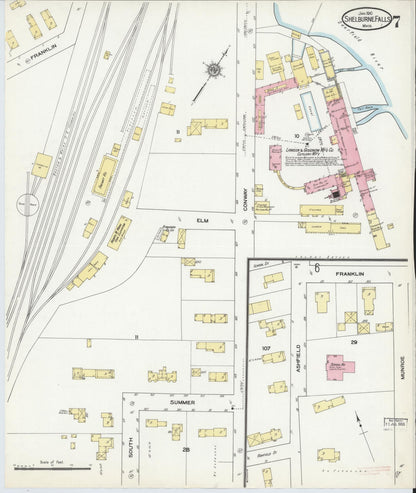 Sanborn Fire Insurance Map from Shelburne Falls, Franklin County, Massachusetts (1910), Sheet #0007 - Complete Map Set gallery image, historic Sanborn map, vintage wall art, Massachusetts Massachusetts