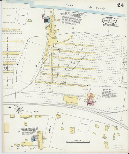 Sanborn Fire Insurance Map from Stillwater, Washington County, Minnesota (1898), Sheet #0024 - Historic Sanborn Fire Insurance Map Print, vintage old map wall art, antique decor, genealogy gift, Minnesota Minnesota map