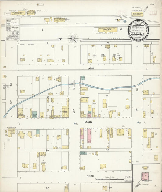 Sanborn Fire Insurance Map from Spangler, Spokane County, Washington (1893), Sheet #0001 - Historic Sanborn Fire Insurance Map Print, vintage old map wall art, antique decor, genealogy gift, Washington Washington map