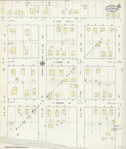 Sanborn Fire Insurance Map from Ladysmith, Rusk County, Wisconsin (1914), Sheet #0006 - Complete Map Set gallery image, historic Sanborn map, vintage wall art, Wisconsin Wisconsin
