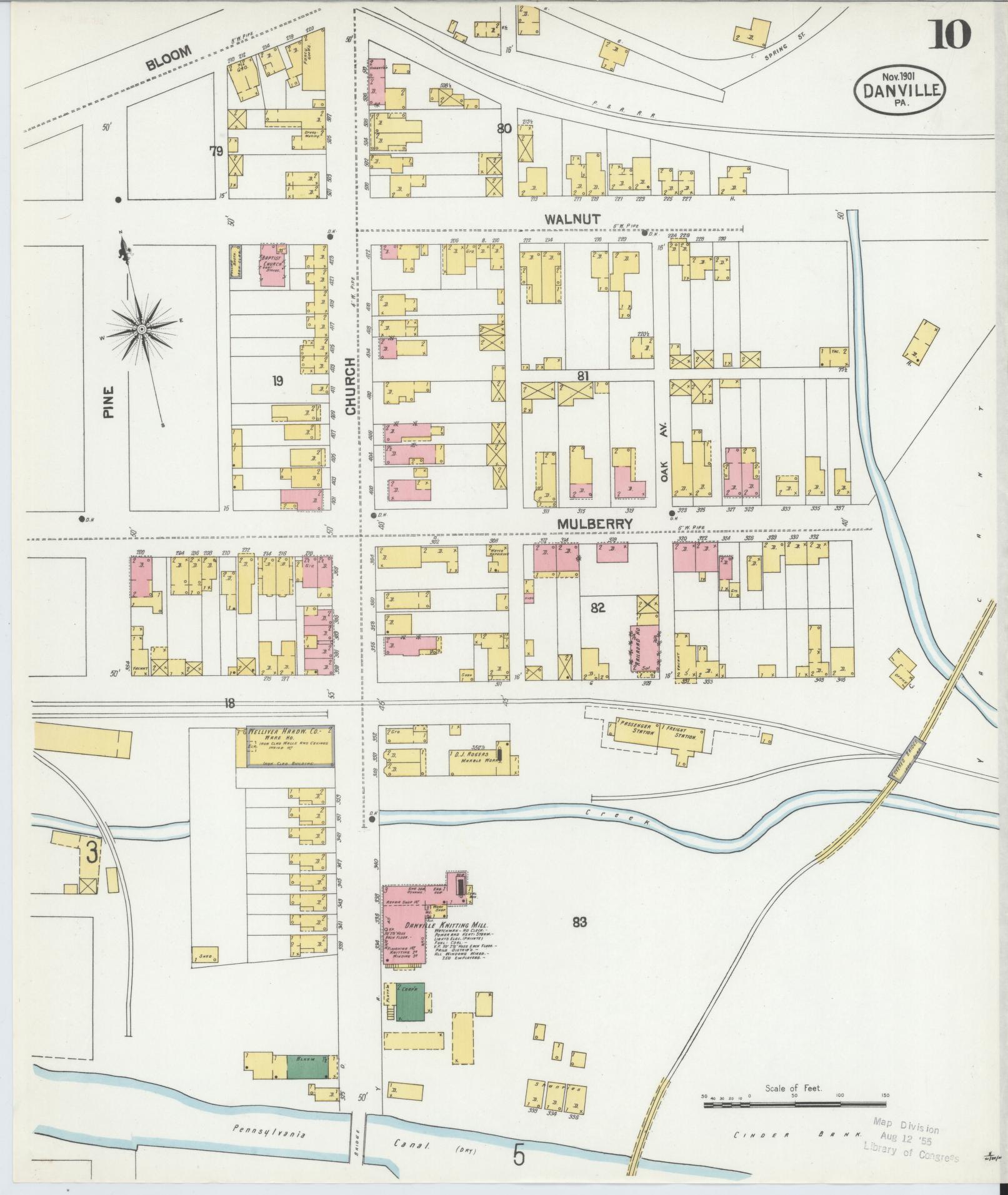 Sanborn Fire Insurance Map from Danville, Montour County, Pennsylvania (1901), Sheet #0010 - Historic Sanborn Fire Insurance Map Print, vintage old map wall art, antique decor, genealogy gift, Pennsylvania Pennsylvania map