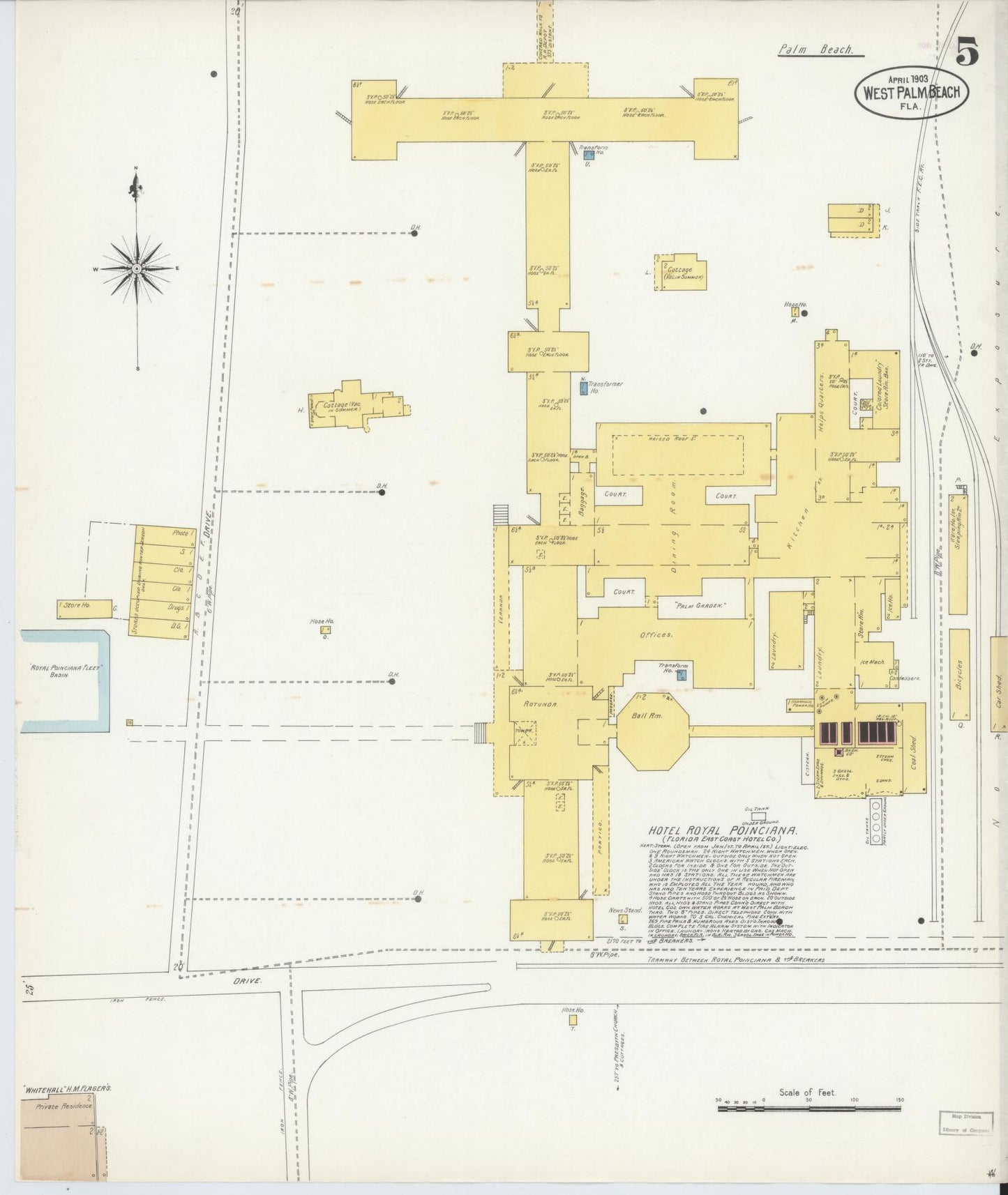 Sanborn Fire Insurance Map from West Palm Beach, Dade County, Florida (1903), Sheet #0005 - Complete Map Set gallery image, historic Sanborn map, vintage wall art, Florida Florida