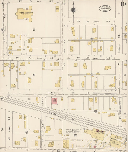 Sanborn Fire Insurance Map from Puyallup, Pierce County, Washington (1912), Sheet #0010 - Historic Sanborn Fire Insurance Map Print, vintage old map wall art, antique decor, genealogy gift, Washington Washington map