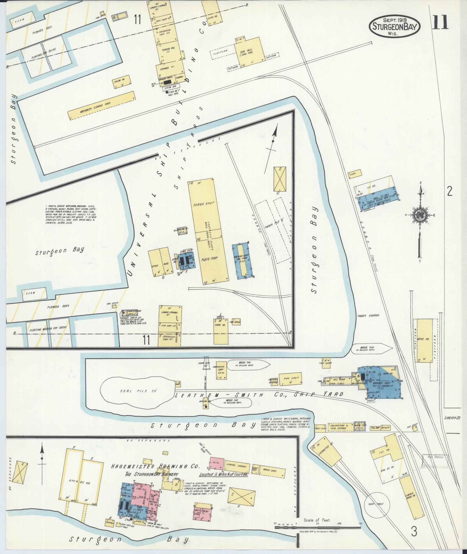 Sanborn Fire Insurance Map from Sturgeon Bay, Door County, Wisconsin (1919), Sheet #0011 - Complete Map Set gallery image, historic Sanborn map, vintage wall art, Wisconsin Wisconsin