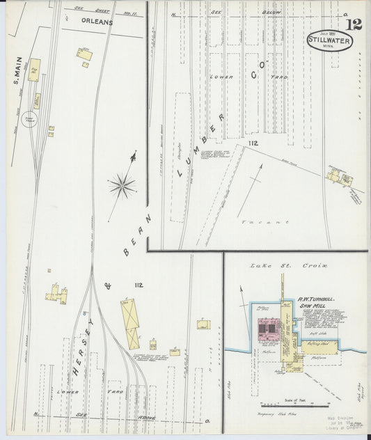 Sanborn Fire Insurance Map from Stillwater, Washington County, Minnesota (1891), Sheet #0012 - Historic Sanborn Fire Insurance Map Print, vintage old map wall art, antique decor, genealogy gift, Minnesota Minnesota map
