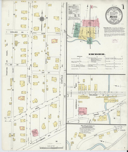 Sanborn Fire Insurance Map from Mars, Butler County, Pennsylvania (1911), Sheet #0001 - Complete Map Set gallery image, historic Sanborn map, vintage wall art, Pennsylvania Pennsylvania