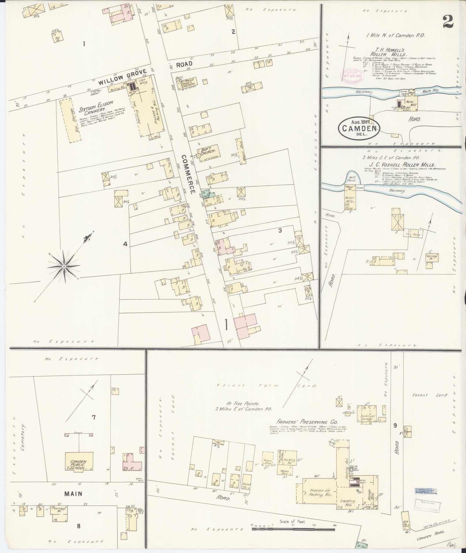 Sanborn Fire Insurance Map from Camden, Kent County, Delaware (1897), Sheet #0002 - Complete Map Set gallery image, historic Sanborn map, vintage wall art, Delaware Delaware