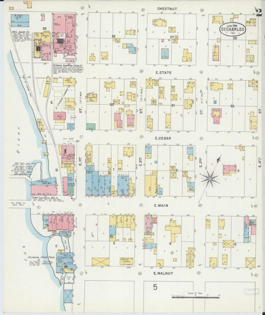 Sanborn Fire Insurance Map from Saint Charles, Kane County, Illinois (1898), Sheet #0002 - Historic Sanborn Fire Insurance Map Print, vintage old map wall art, antique decor, genealogy gift, Illinois Illinois map