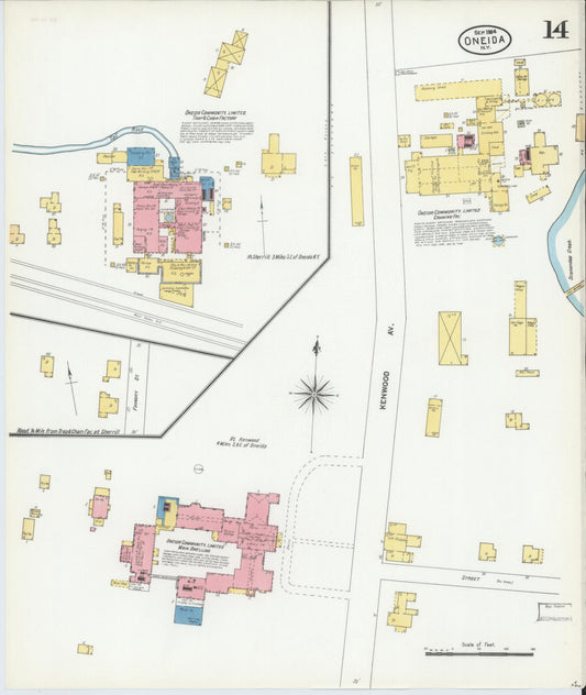 Sanborn Fire Insurance Map from Oneida, Madison County, New York (1904), Sheet #0013 - Historic Sanborn Fire Insurance Map Print, vintage old map wall art, antique decor, genealogy gift, New York New York map