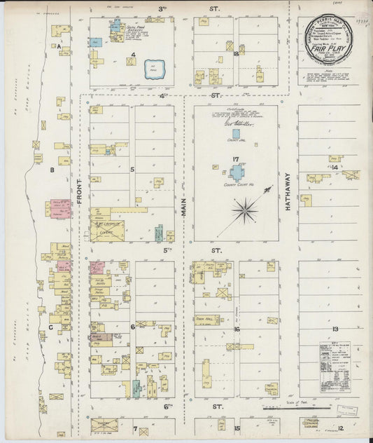 Sanborn Fire Insurance Map from Fair Play, Park County, Colorado (1890), Sheet #0001 - Historic Sanborn Fire Insurance Map Print, vintage old map wall art, antique decor, genealogy gift, Colorado Colorado map
