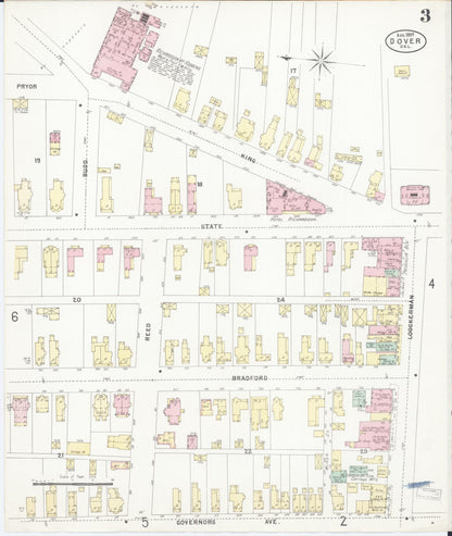 Sanborn Fire Insurance Map from Dover, Kent County, Delaware (1897), Sheet #0003 - Complete Map Set gallery image, historic Sanborn map, vintage wall art, Delaware Delaware