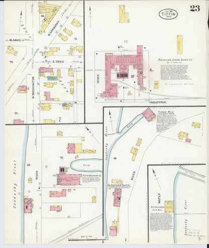 Sanborn Fire Insurance Map from Tiffin, Seneca County, Ohio (1908), Sheet #0023 - Historic Sanborn Fire Insurance Map Print, vintage old map wall art, antique decor, genealogy gift, Ohio Ohio map