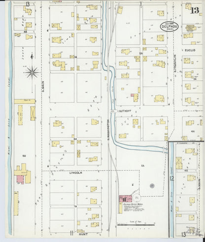 Sanborn Fire Insurance Map from Delphos, Van Wert And Allen Counties, Ohio (1904), Sheet #0013 - Historic Sanborn Fire Insurance Map Print, vintage old map wall art, antique decor, genealogy gift, Ohio Ohio map