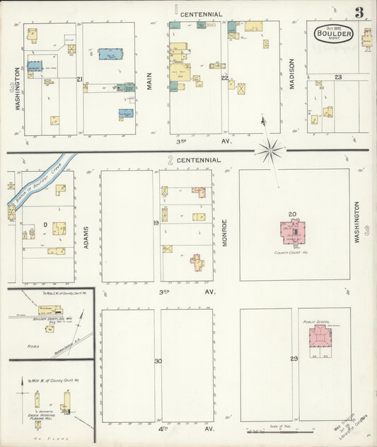 Sanborn Fire Insurance Map from Boulder, Jefferson County, Montana (1892), Sheet #0003 - Historic Sanborn Fire Insurance Map Print, vintage old map wall art, antique decor, genealogy gift, Montana Montana map