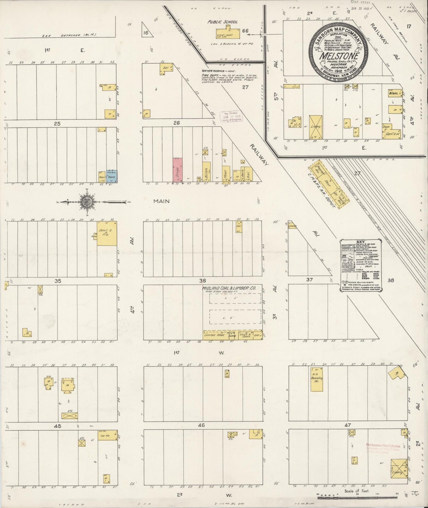 Sanborn Fire Insurance Map from Melstone, Musselshell County, Montana (1912), Sheet #0001 - Historic Sanborn Fire Insurance Map Print, vintage old map wall art, antique decor, genealogy gift, Montana Montana map