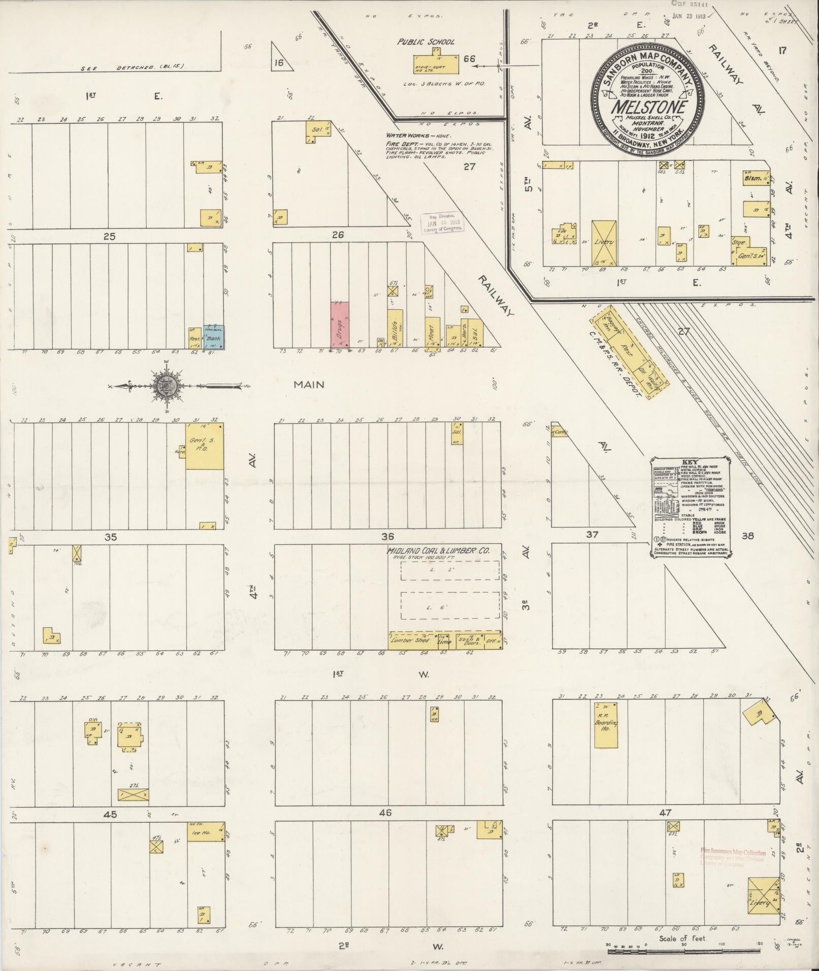Sanborn Fire Insurance Map from Melstone, Musselshell County, Montana (1912), Sheet #0001 - Historic Sanborn Fire Insurance Map Print, vintage old map wall art, antique decor, genealogy gift, Montana Montana map