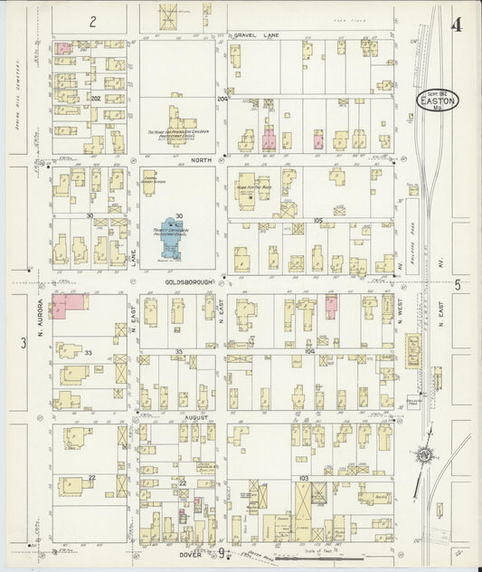 Talbot, Maryland - 1912 - Sanborn Fire Insurance Map, Sheet #0004 - Historic Sanborn Fire Insurance Map Print, Talbot Maryland 1912 0004 vintage old map wall art