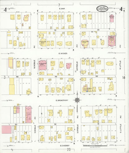 Sanborn Fire Insurance Map from Cushing, Payne County, Oklahoma (1924), Sheet #0004 - Complete Map Set gallery image, historic Sanborn map, vintage wall art, Oklahoma Oklahoma