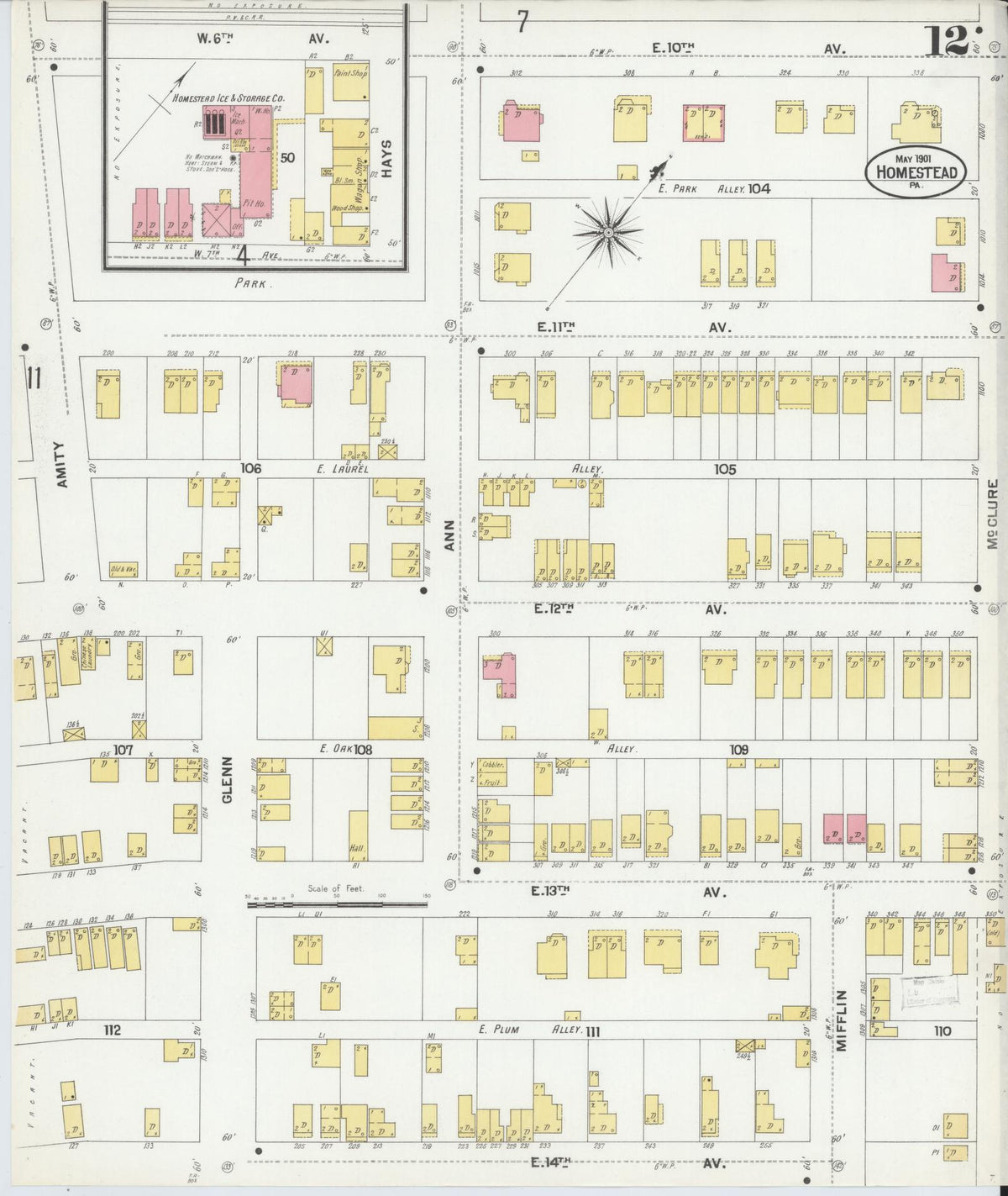 Sanborn Fire Insurance Map from Homestead, Allegheny County, Pennsylvania (1901), Sheet #0012 - Complete Map Set gallery image, historic Sanborn map, vintage wall art, Pennsylvania Pennsylvania
