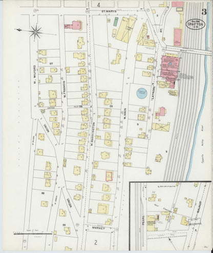 Sanborn Fire Insurance Map from Grafton, Taylor County, West Virginia (1906), Sheet #0003 - Complete Map Set gallery image, historic Sanborn map, vintage wall art, West Virginia West Virginia