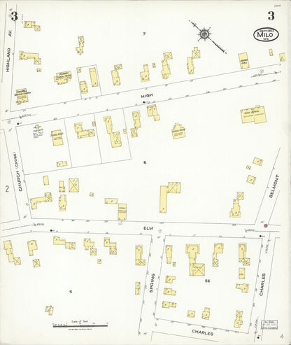 Sanborn Fire Insurance Map from Milo, Piscataquis County, Maine (1923), Sheet #0003 - Complete Map Set gallery image, historic Sanborn map, vintage wall art, Maine Maine