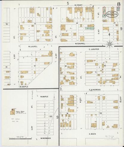 Sanborn Fire Insurance Map from Brainerd, Crow Wing County, Minnesota (1898), Sheet #0008 - Complete Map Set gallery image, historic Sanborn map, vintage wall art, Minnesota Minnesota
