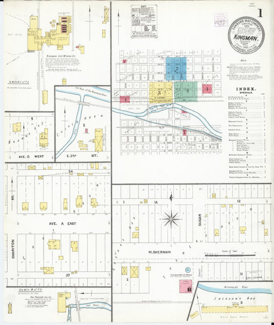 Sanborn Fire Insurance Map from Kingman, Kingman County, Kansas (1905), Sheet #0001 - Complete Map Set gallery image, historic Sanborn map, vintage wall art, Kansas Kansas