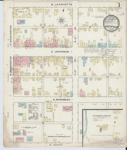 Sanborn Fire Insurance Map from Greenfield, Highland County, Ohio (1885), Sheet #0001 - Historic Sanborn Fire Insurance Map Print, vintage old map wall art, antique decor, genealogy gift, Ohio Ohio map