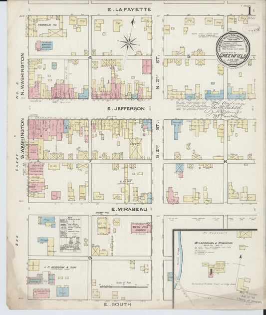 Sanborn Fire Insurance Map from Greenfield, Highland County, Ohio (1885), Sheet #0001 - Historic Sanborn Fire Insurance Map Print, vintage old map wall art, antique decor, genealogy gift, Ohio Ohio map