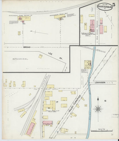 Sanborn Fire Insurance Map from Harrisonburg, Independent Cities, Virginia (1891), Sheet #0005 - Complete Map Set gallery image, historic Sanborn map, vintage wall art, Virginia Virginia