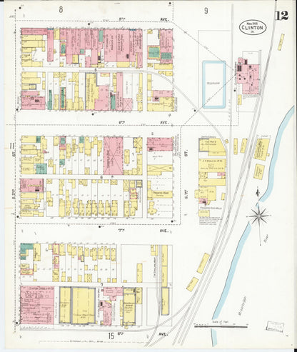Sanborn Fire Insurance Map from Clinton, Clinton County, Iowa (1902), Sheet #0012 - Historic Sanborn Fire Insurance Map Print
