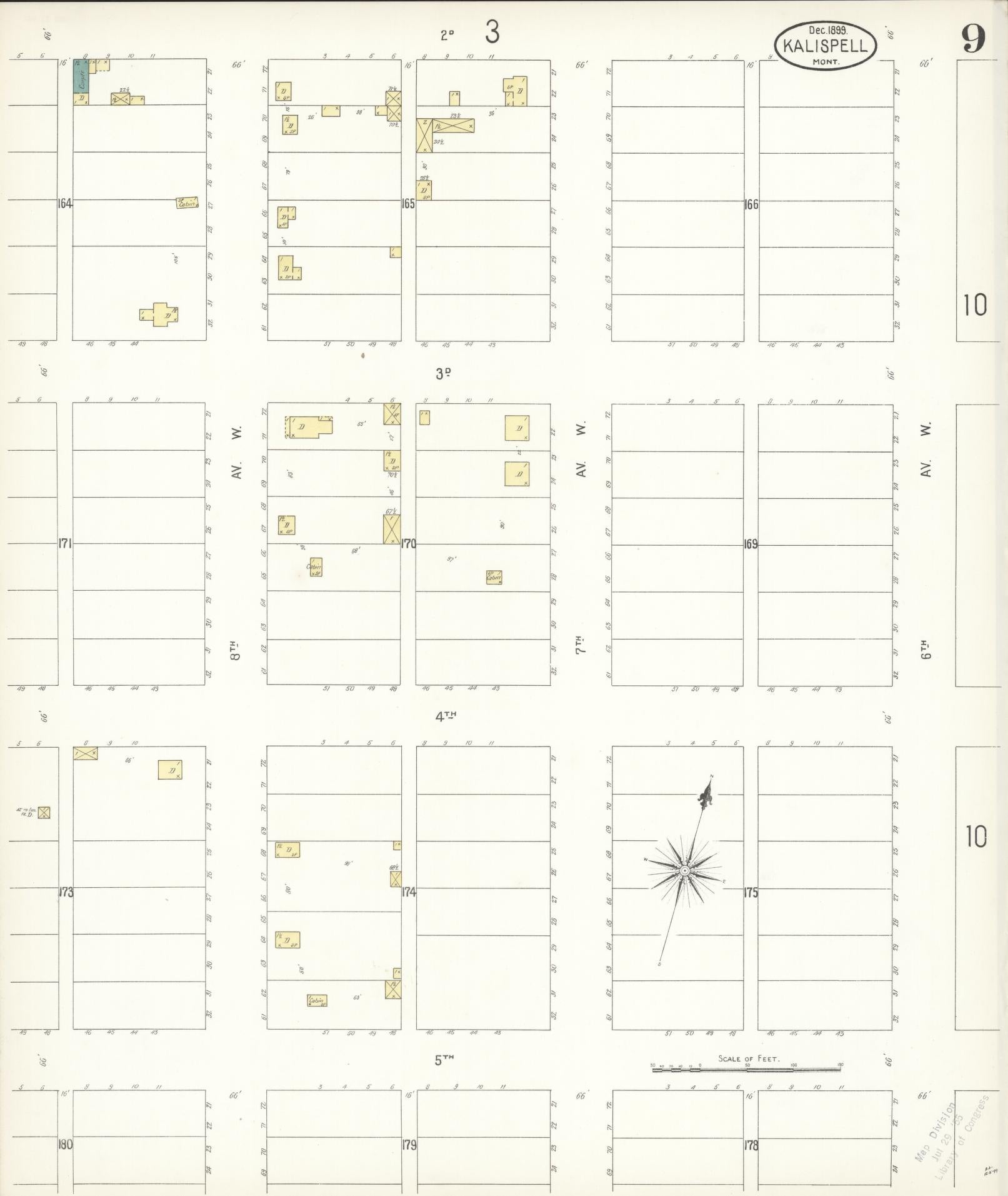 Sanborn Fire Insurance Map from Kalispell, Flathead County, Montana (1899), Sheet #0009 - Complete Map Set gallery image, historic Sanborn map, vintage wall art, Montana Montana