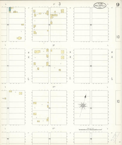 Sanborn Fire Insurance Map from Kalispell, Flathead County, Montana (1899), Sheet #0009 - Complete Map Set gallery image, historic Sanborn map, vintage wall art, Montana Montana