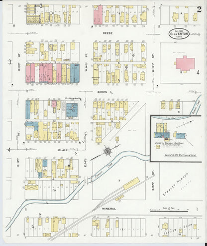 Sanborn Fire Insurance Map from Silverton, San Juan County, Colorado (1910), Sheet #0002 - Complete Map Set gallery image, historic Sanborn map, vintage wall art, Colorado Colorado