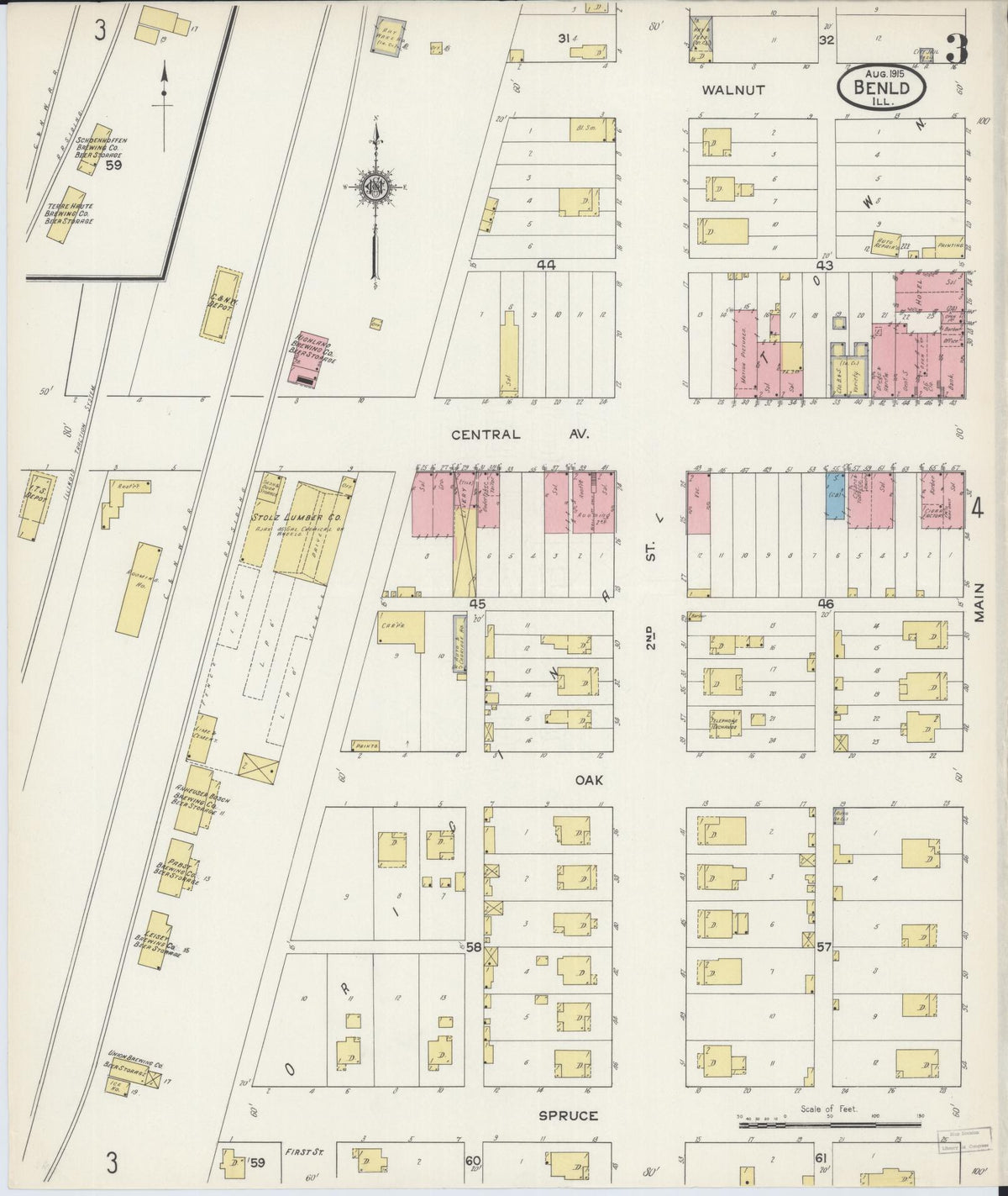 Sanborn Fire Insurance Map from Benld, Macoupin County, Illinois (1915), Sheet #0003 - Complete Map Set gallery image, historic Sanborn map, vintage wall art, Illinois Illinois